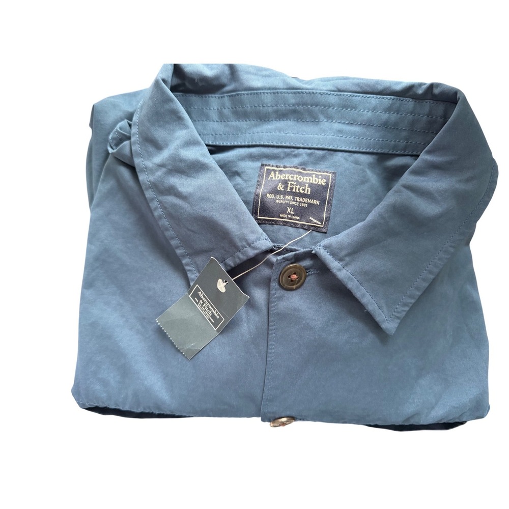 Abercrombie & Fitch Button Down Shirt Mens XL Blue NEW Utility Long Sleeve 1171